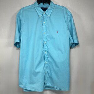 Short Sleeve Ralph Lauren Blue Cotton Sport Shirt XXL